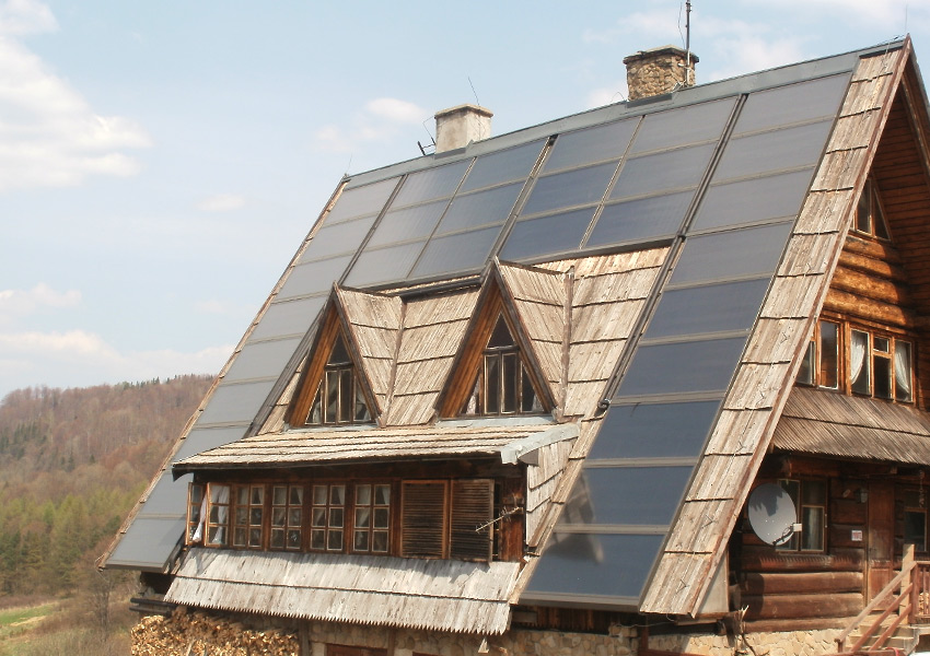 Kolektory słoneczne ogrzewanie domu w górach