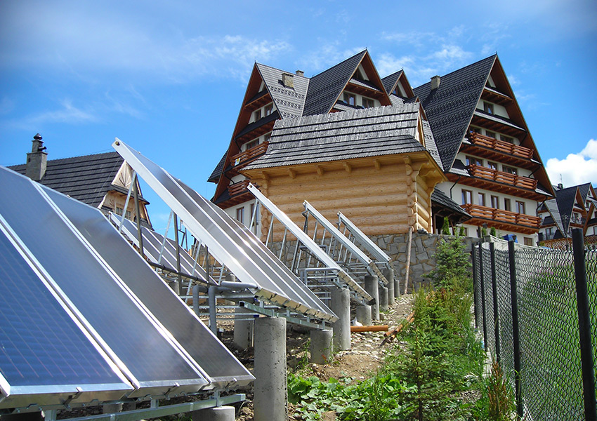 Kolektory słoneczne w górach pensjonat