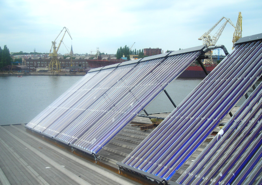 Próżniowe kolektory słoneczne magazyny portowe